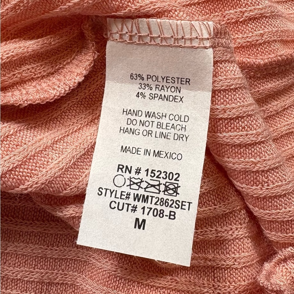 NWT Ribbed Blush Peach Cardigan & Cropped Tank Top Matching Two Piece Set Size M - Picture 4 of 11